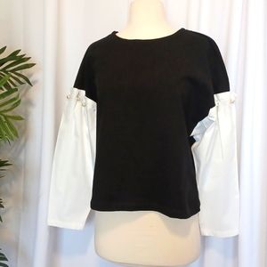 Amaryllis Women's Pearl Detail Shirt Black Size S